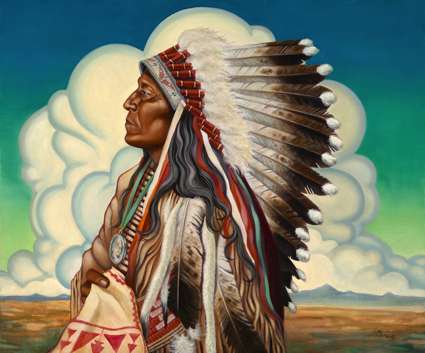 NATIVE AMERICAN ART PAINTING OIL PAINTING
