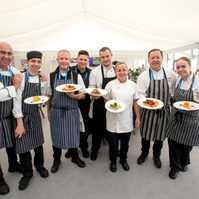 Event Photographer at Amgen Irish Open 2024 - Green on 18 food photography group photo of Aramark Ireland chefs www.1image.ie