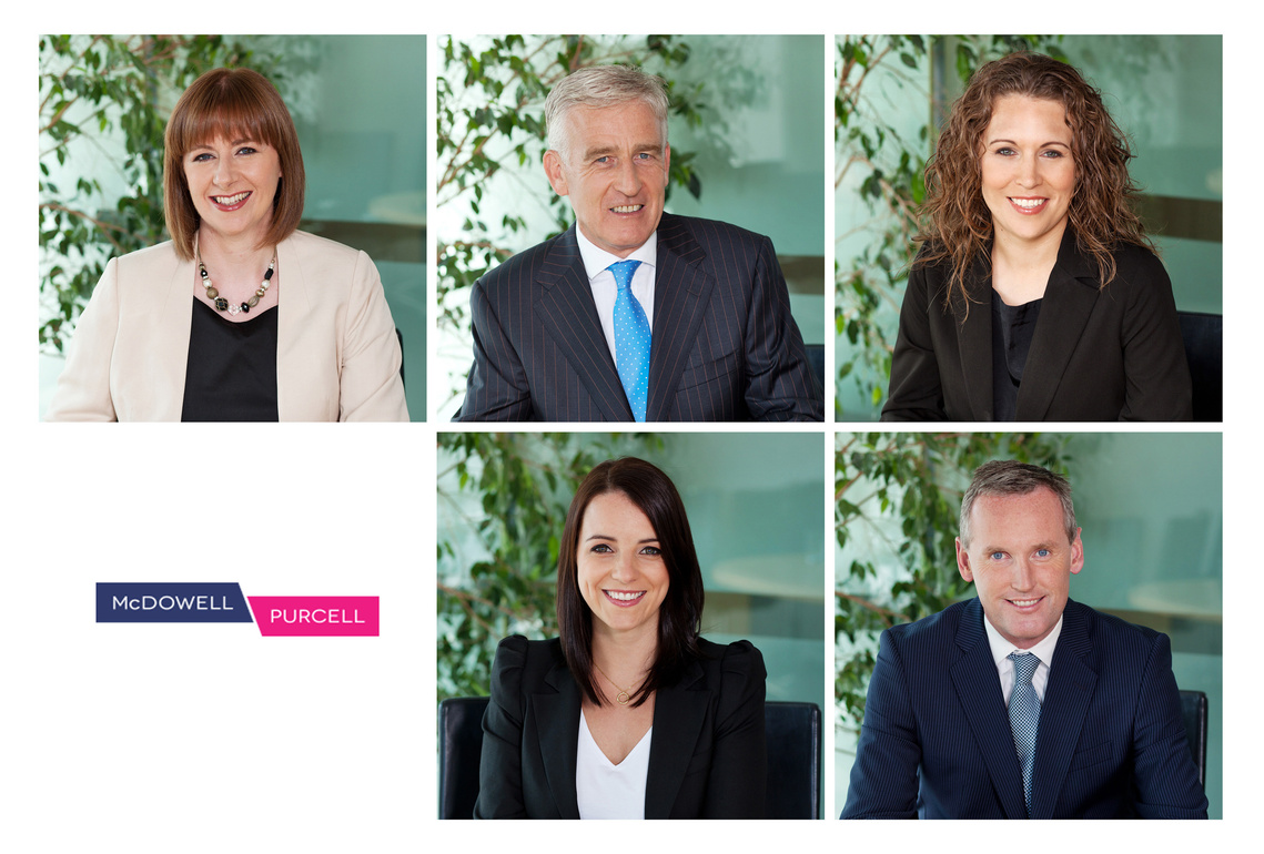 Corporate Headshots McDowell Purcell Company Directors Professional Profile Portraits of 5 individuals with lifestyle corporate office background new website launch  www.1image.ie