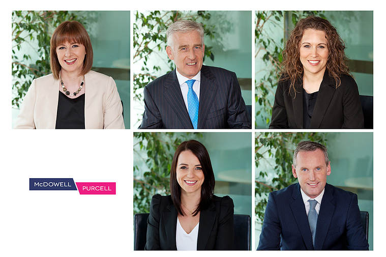 Corporate Headshots McDowell Purcell Company Directors Professional Profile Portraits of 5 individuals with lifestyle corporate office background new website launch  www.1image.ie