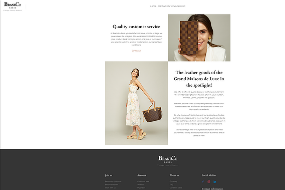 Website screenshot Close up product shot of female model holding Louis Vuitton purse and fully length with handbag eCommerce Product Photography Dublin www.1image.ie