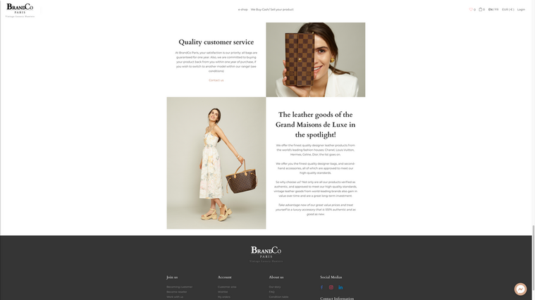 Website screenshot Close up product shot of female model holding Louis Vuitton purse and fully length with handbag eCommerce Product Photography Dublin www.1image.ie Trading Online Voucher