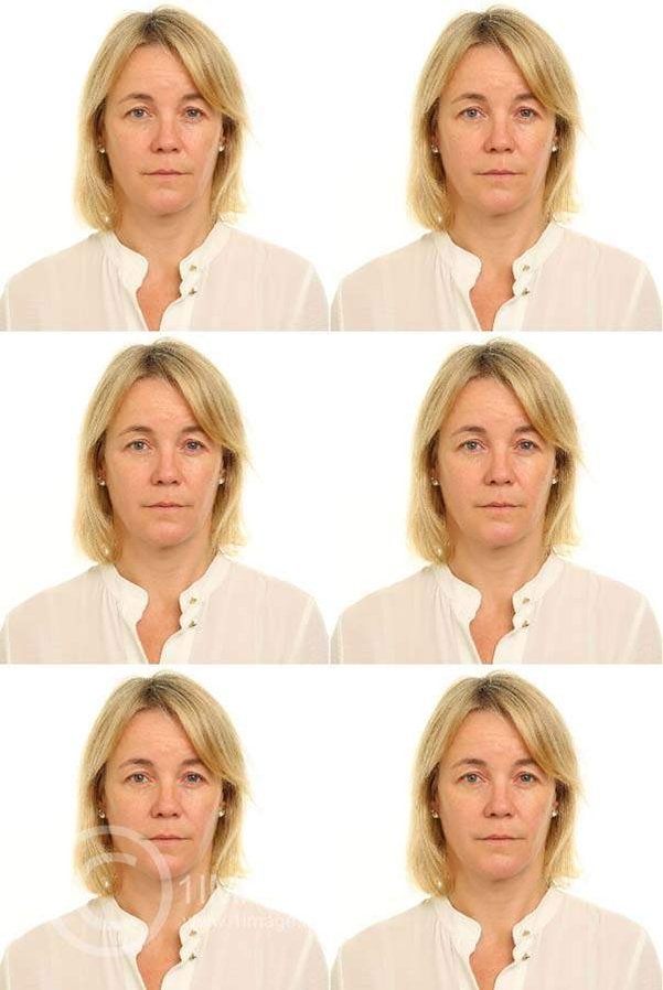 Irish Passport Photo of female in white top with plain white studio background professional photography studio passport photographer dublin 
