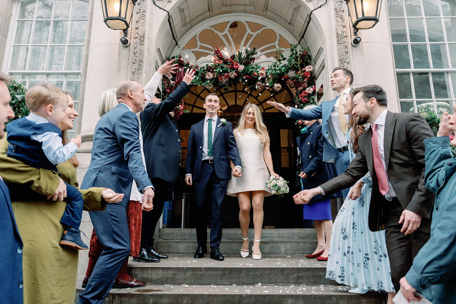 Chelsea Old Town Hall Wedding confetti toss