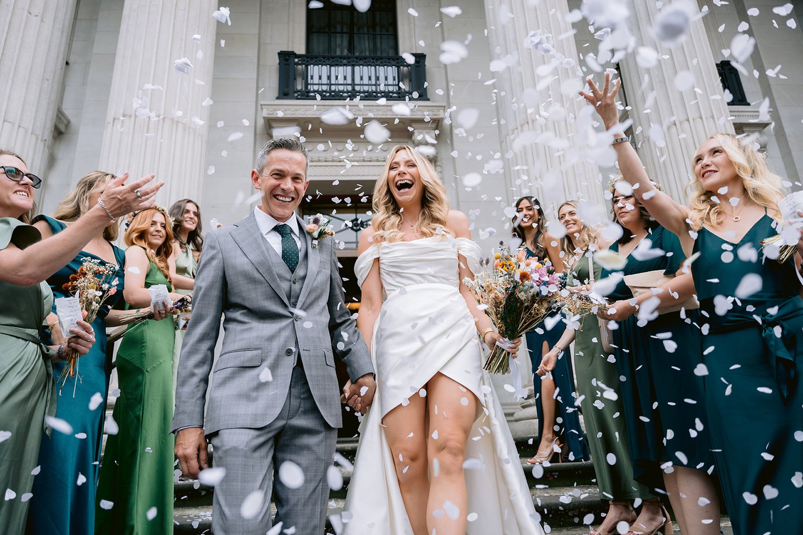 Old Marylebone Town Hall Wedding Confetti On The Steps