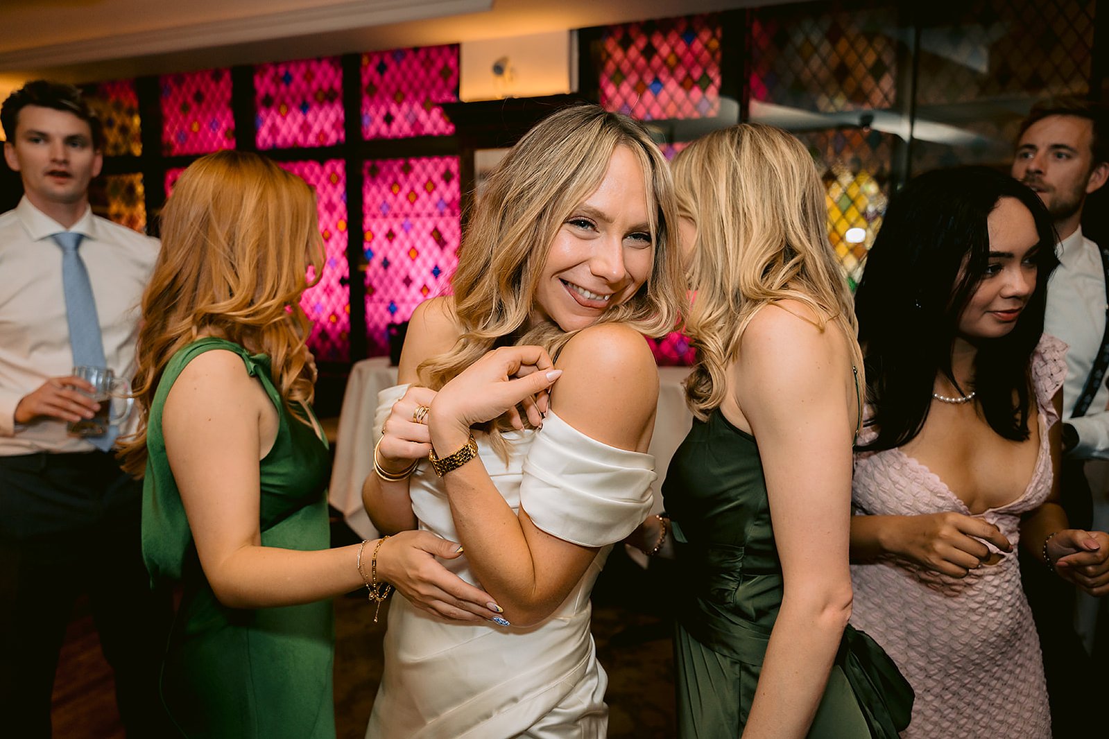 The Old Marylebone Town Hall Wedding Ruth Buscombe with Bridesmaids at The Ivy