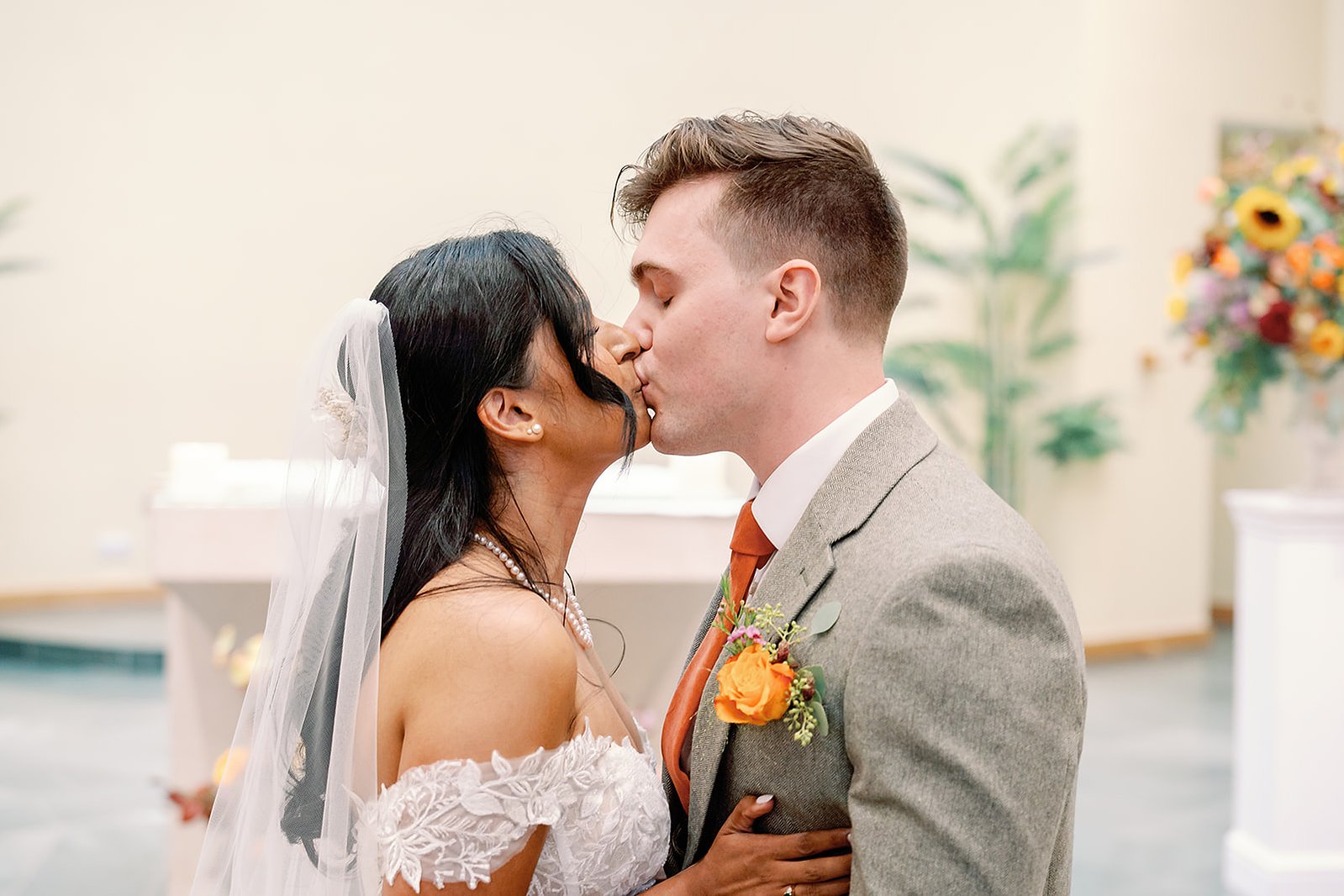 St Dunstan's Church Wedding First Kiss