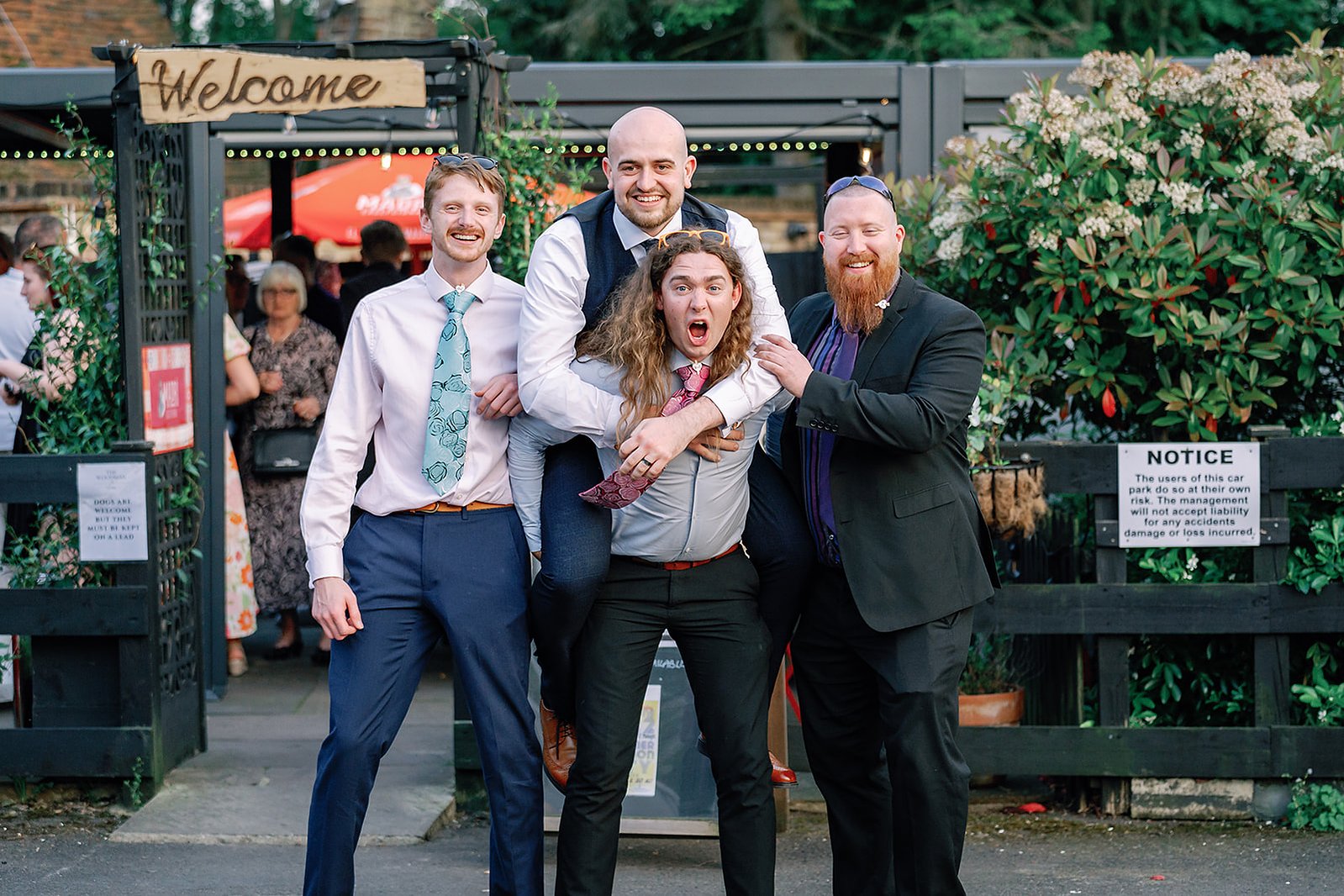The Woodman Pub Pinner Wedding Groom and Friends