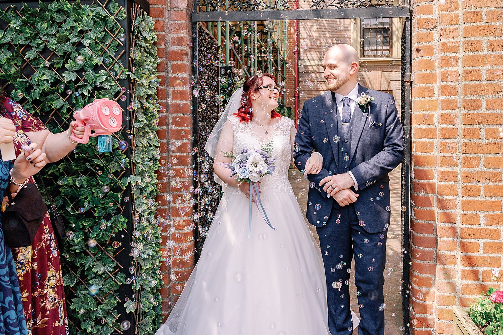 Hillingdon Register Office Wedding Courtyard Bubbles