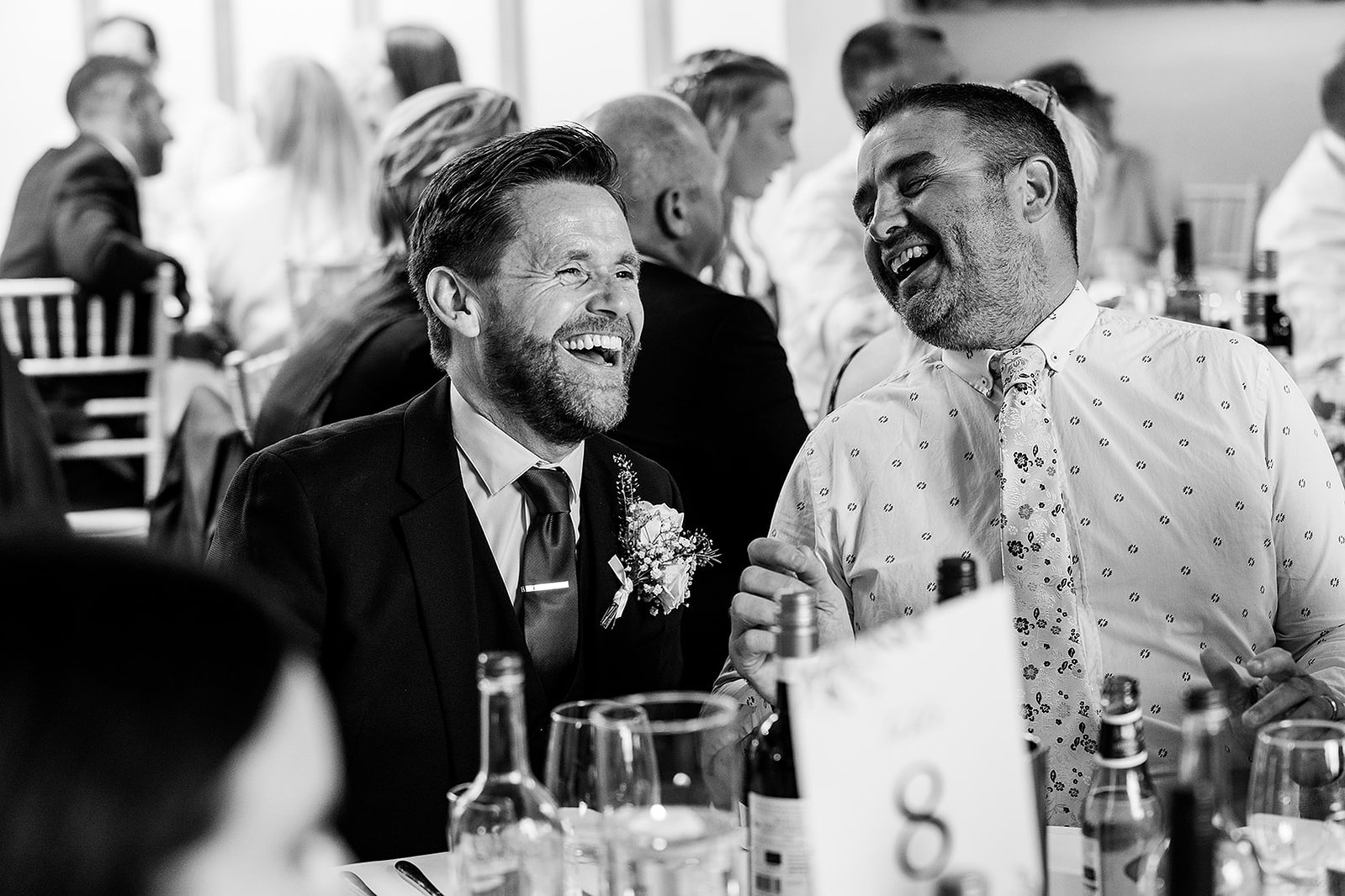 coltsfoot wedding guests laughing