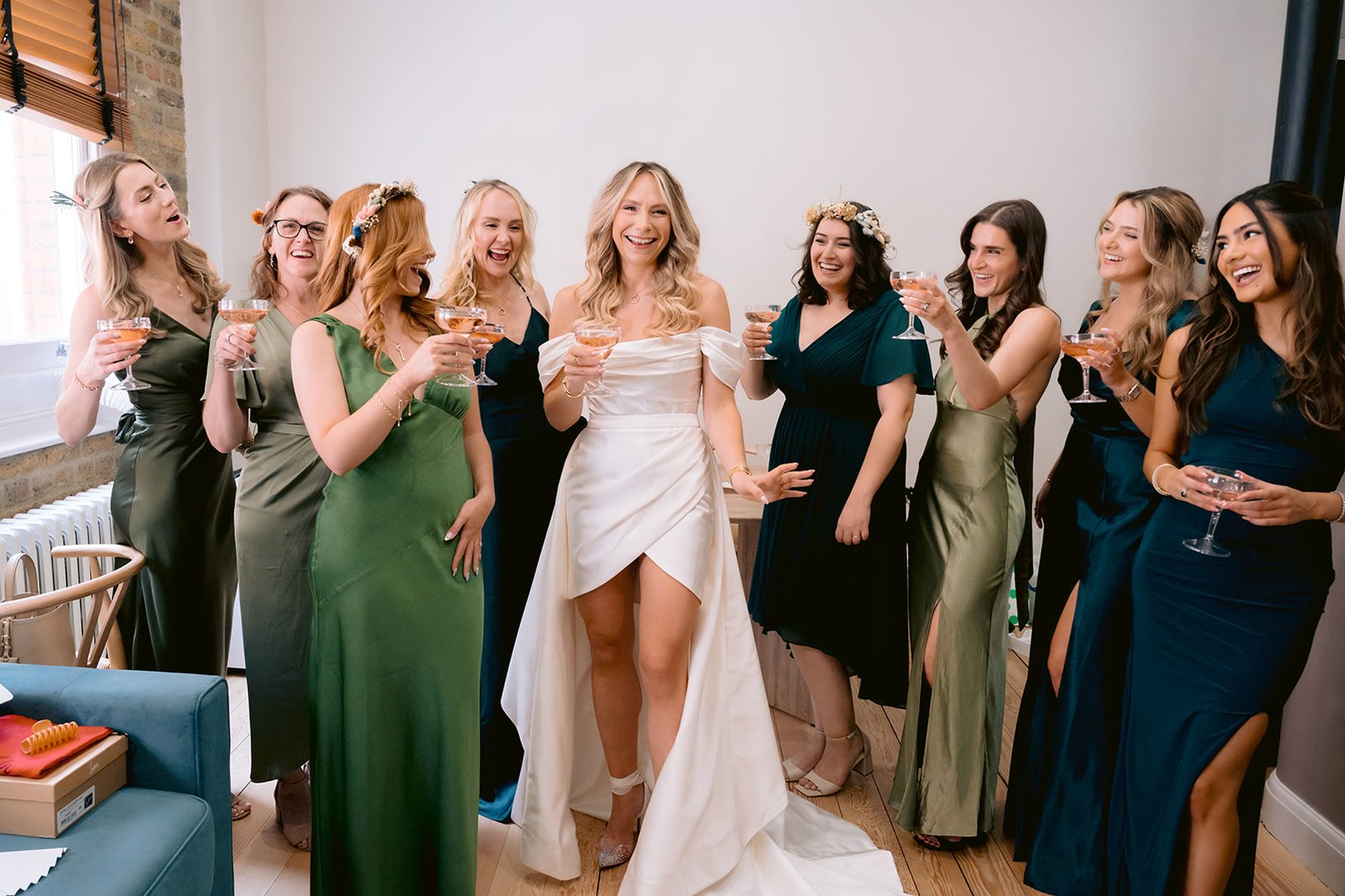 The Old Marylebone Town Hall Wedding Ruth Buscombe with Bridesmaids