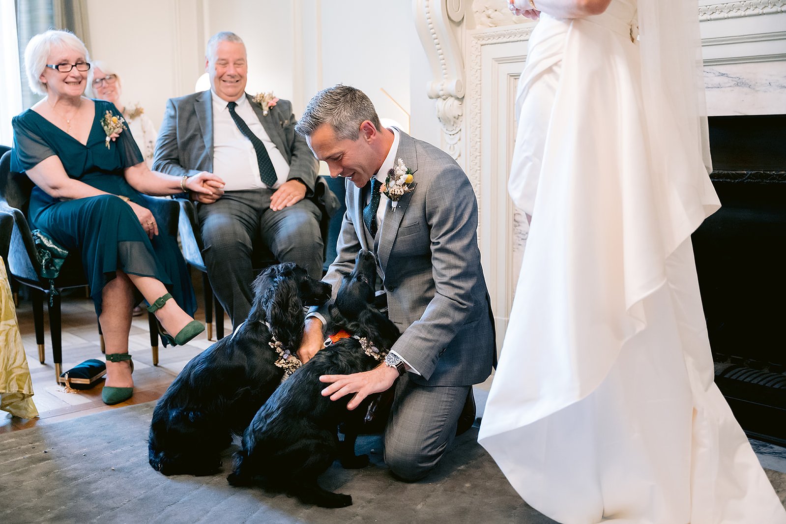 The Old Marylebone Town Hall Wedding Pimlico Room with Dog Ring Bearers