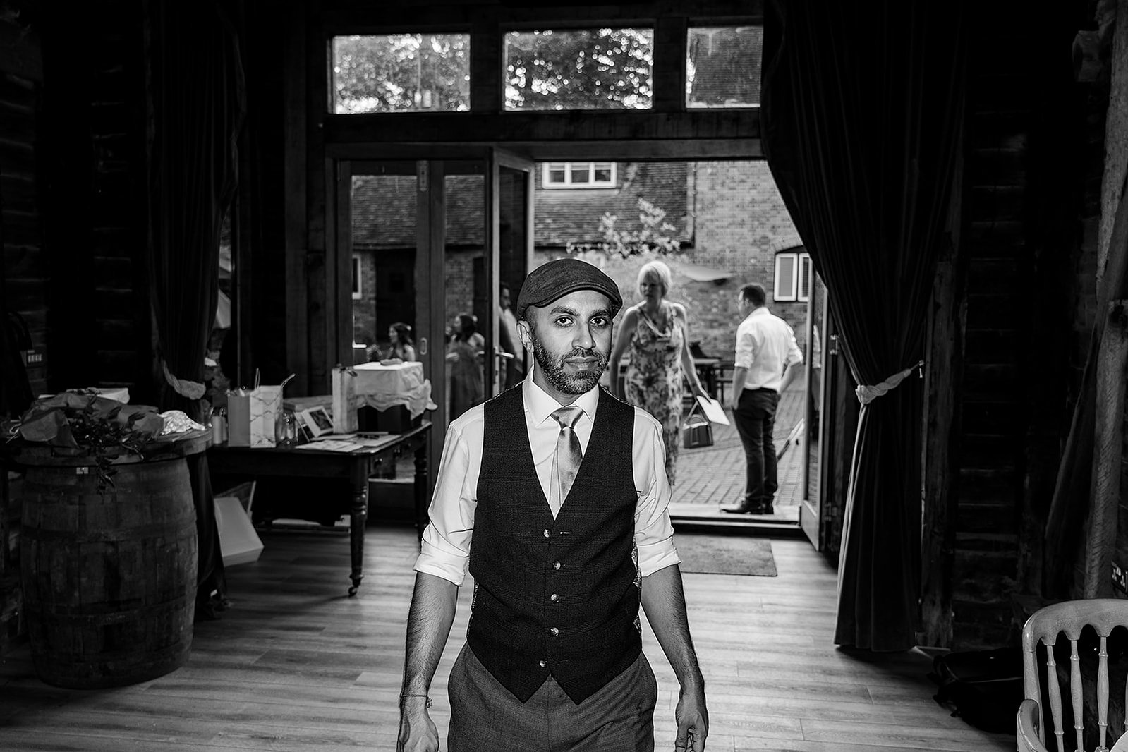 Herons Farm Wedding Guest arriving for Reception 