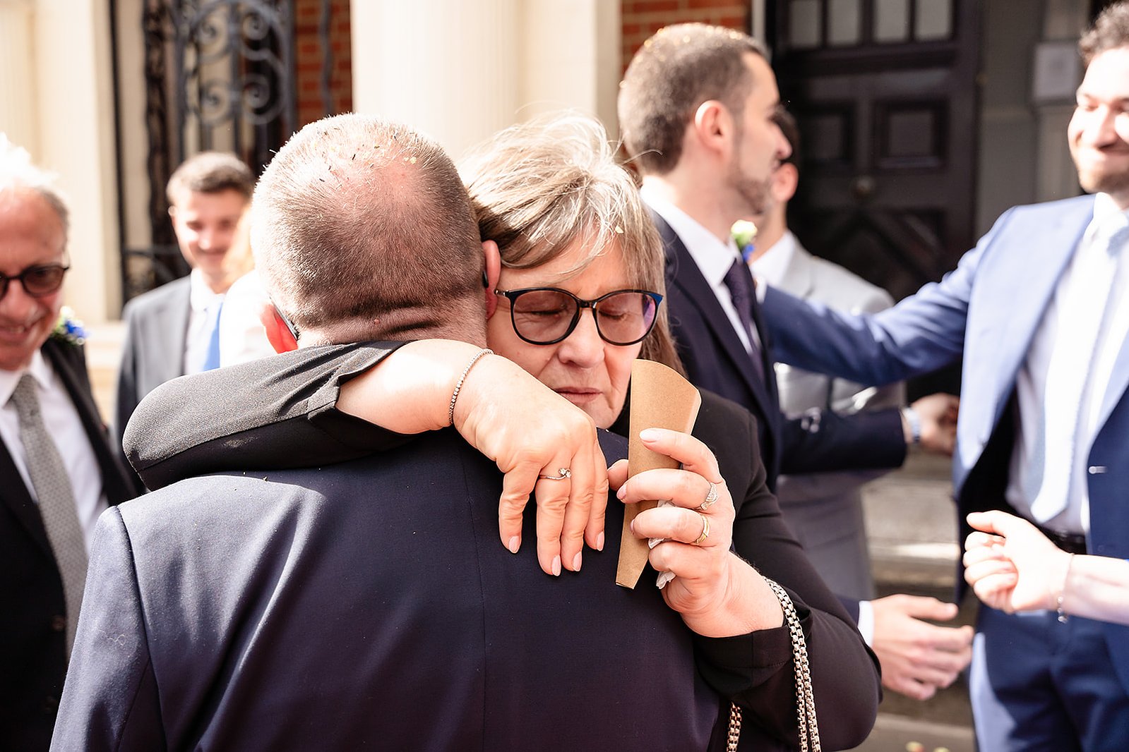 Mayfair Library Wedding Hugs