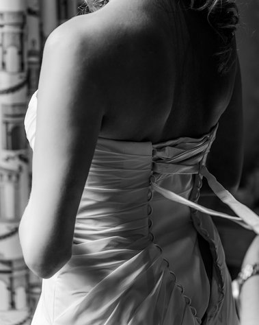Forty Hall Bride Getting Into Wedding Dress