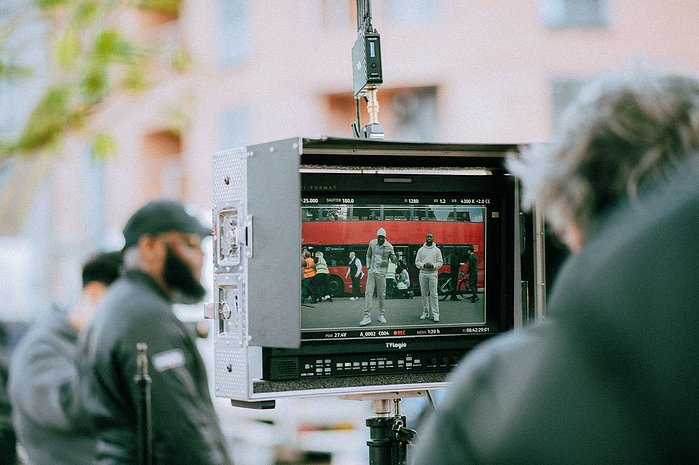 Stormzy and Headie One filming their music video for "Cry No More". BTS shot for STINK.