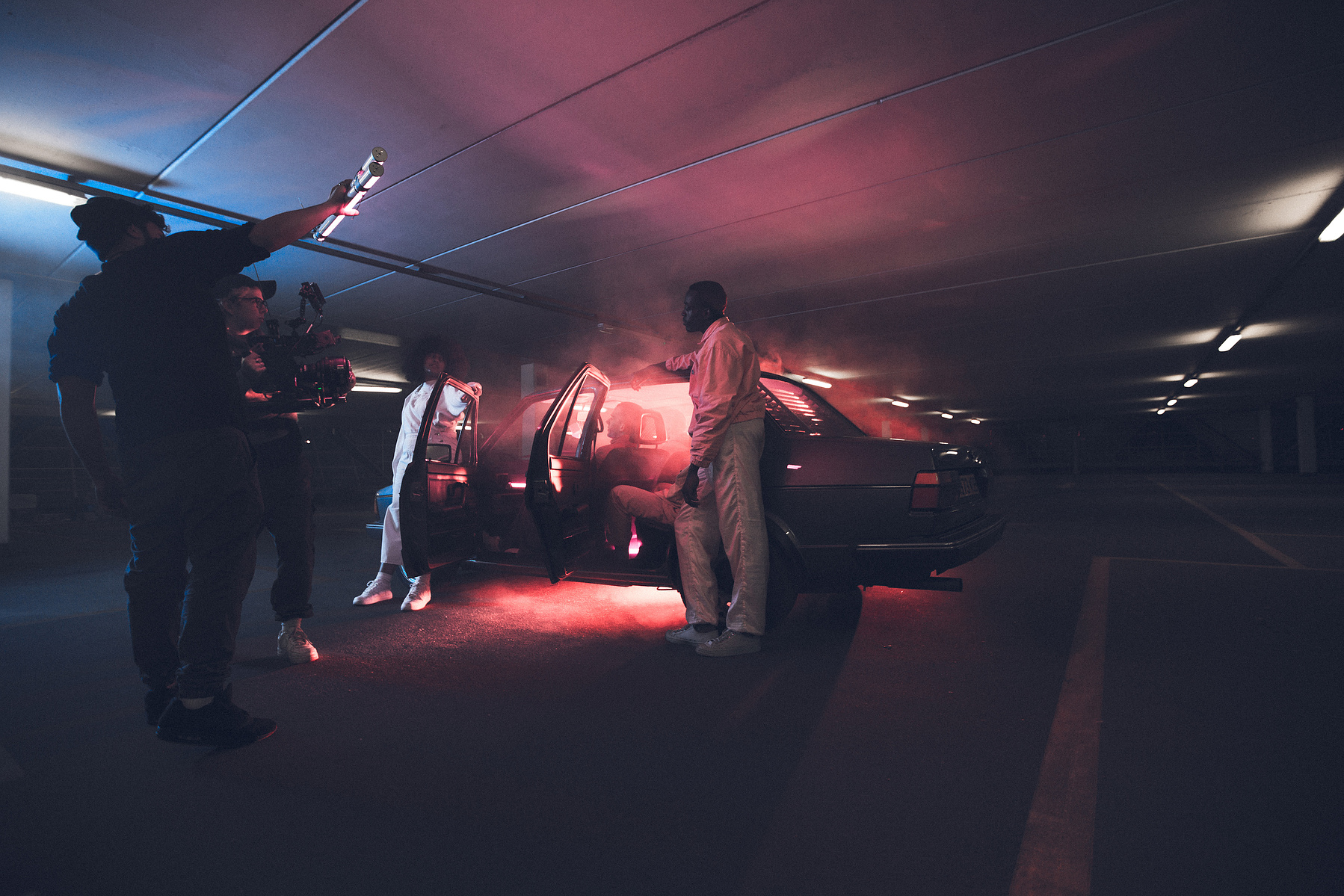 Caption: Behind the scenes on a music video production