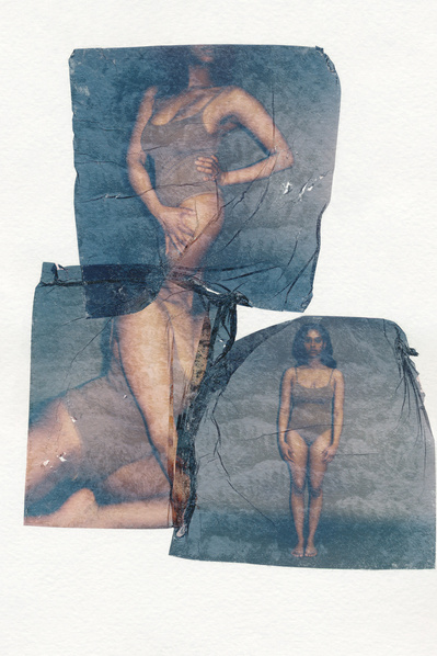 ‘Distorted Bodies’ explores our distorted versions of Beauty and the impact this has on us. Polaroid emulsion lift on watercolour paper.