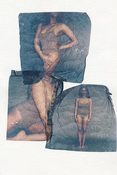‘Distorted Bodies’ explores our distorted versions of Beauty and the impact this has on us. Polaroid emulsion lift on watercolour paper.