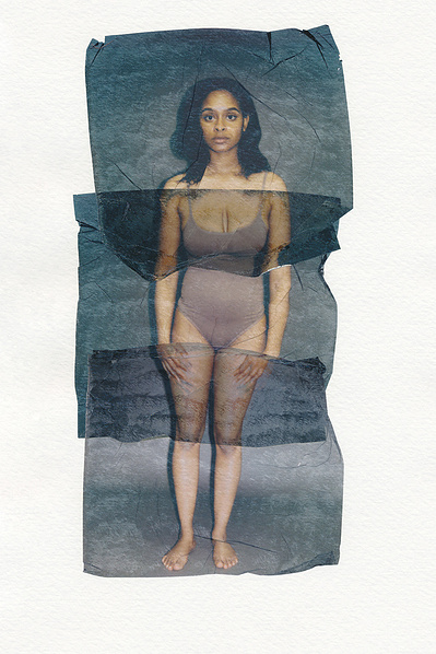 ‘Distorted Bodies’ explores our distorted versions of Beauty and the impact this has on us. Polaroid emulsion lift on watercolour paper.