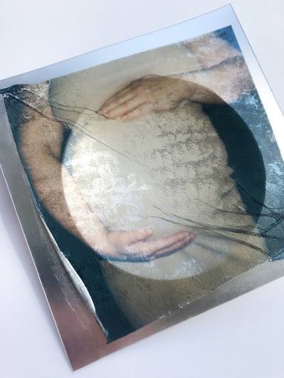 ‘Distorted Bodies’ explores our distorted versions of Beauty and the impact this has on us. Polaroid emulsion lift on mirrored surface.