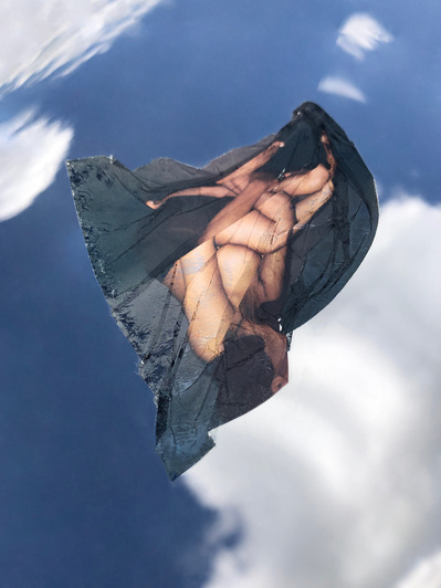 ‘Distorted Bodies’ explores our distorted versions of Beauty and the impact this has on us. Polaroid emulsion lift on mirrored surface.