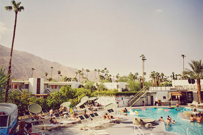 The Ace Hotel Poolside shot on Mamiya 645 Medium Format camera Kodak Portra film at The Ace Hotel & Swim Club, in Palm Springs California. Elle Green Photo California Desert Wall Art. 