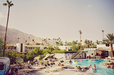 The Ace Hotel Poolside shot on Mamiya 645 Medium Format camera Kodak Portra film at The Ace Hotel & Swim Club, in Palm Springs California. Elle Green Photo California Desert Wall Art. 