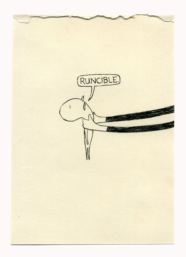 A series of drawings that situate Lear's 'Runcible' within a variety of disparate scenarios. Through a process of contextual shifting the word suggests a multitude of meanings that conflict or contradict. 