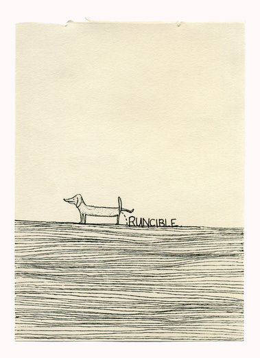 A series of drawings that situate Lear's 'Runcible' within a variety of disparate scenarios. Through a process of contextual shifting the word suggests a multitude of meanings that conflict or contradict. 