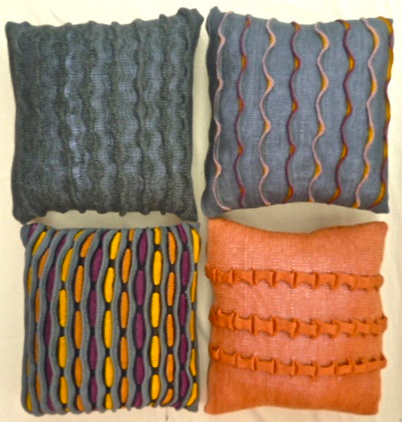 knit pillows, natural dyes