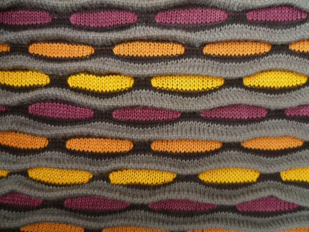 machine knit fabric with natural dyes and pleats
