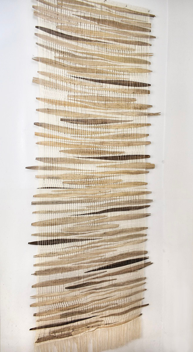 woven hemp and miscanthus leaves