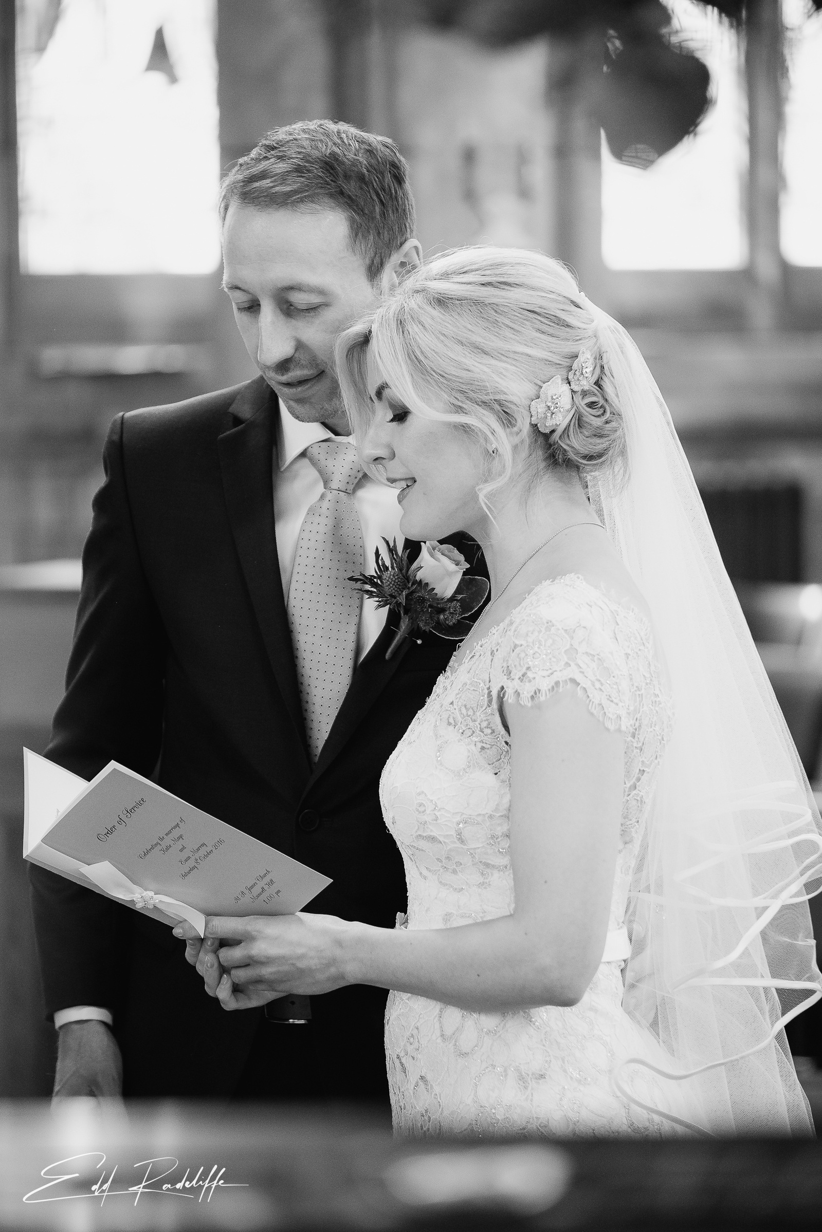 Bride and groom at alter at Searcys, The Gherkin, 30 St Mary's Axe, London from Edd Radcliffe Photography - documentary style wedding photography