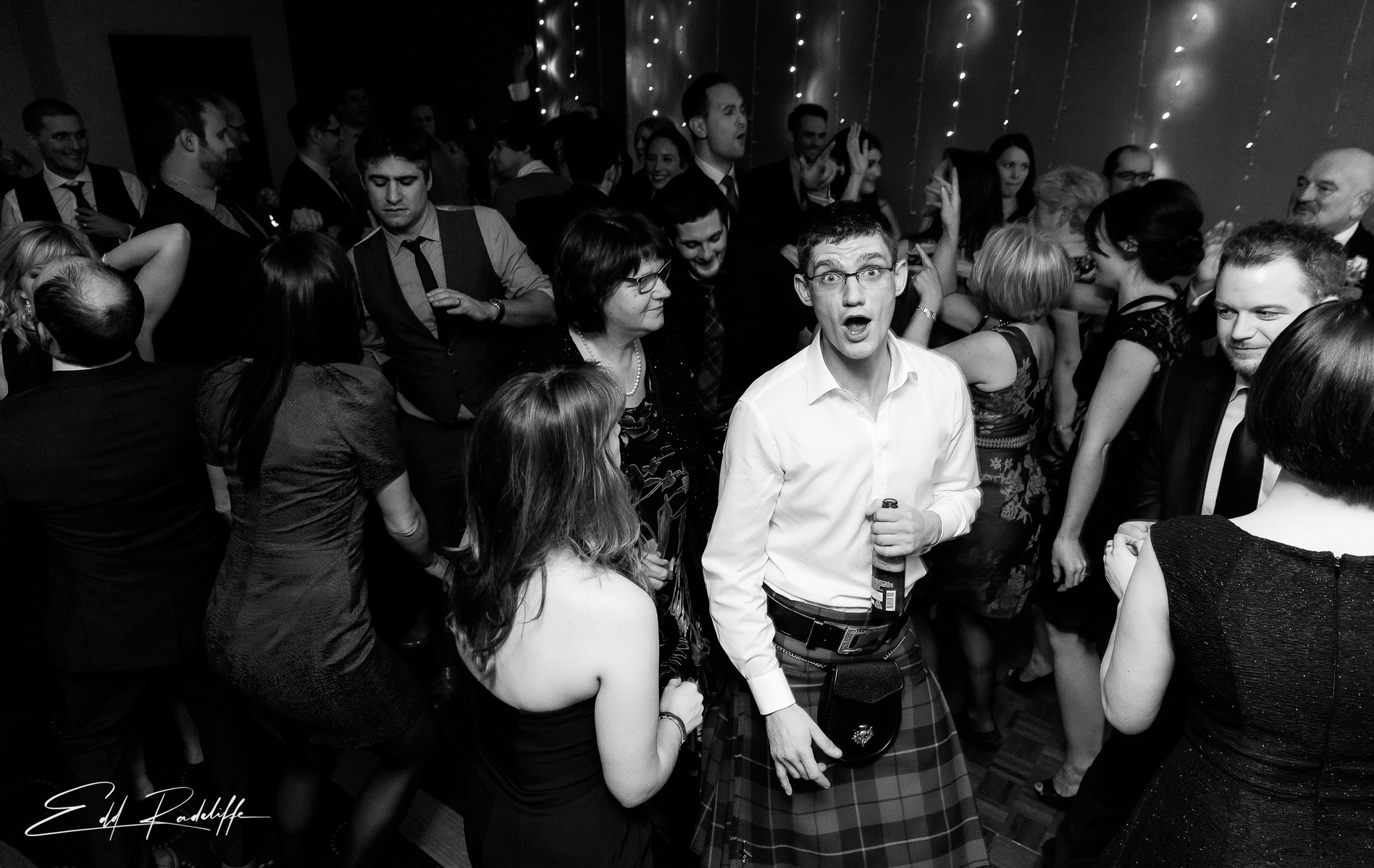 Wedding guests take to the dancefloor at Chiswell Street Dining Rooms for Edd Radcliffe Photography - documentary style wedding photography