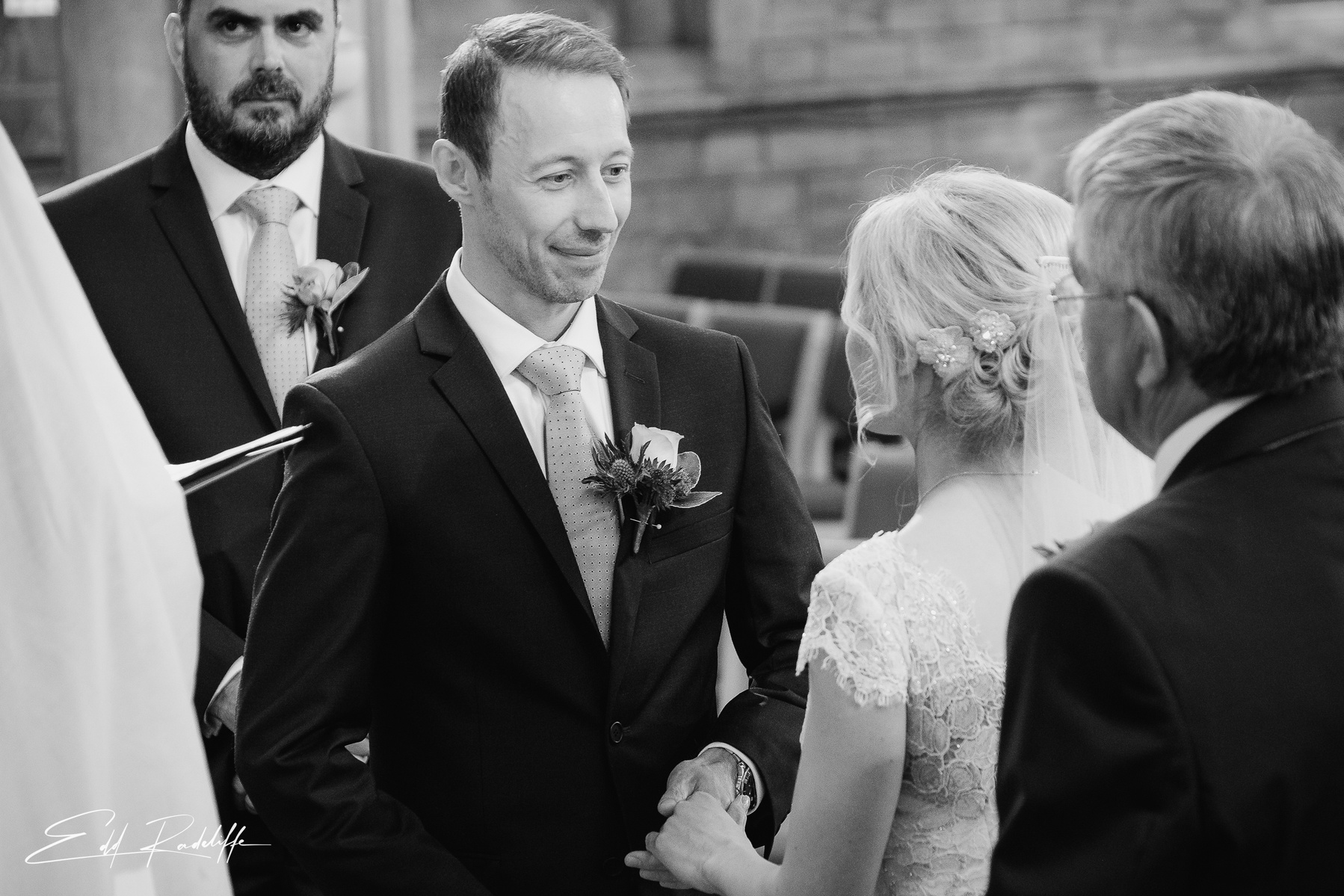 Bride and Groom saying wedding vows at Searcy's, 30 St Mary's Axe, London from Edd Radcliffe Photography - documentary style wedding photography