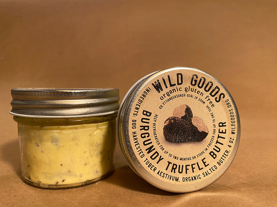 burgundy truffle butter - tuber aestivum, organic grass fed butter made in western north Carolina, with truffles  harvested by dogs in Italy