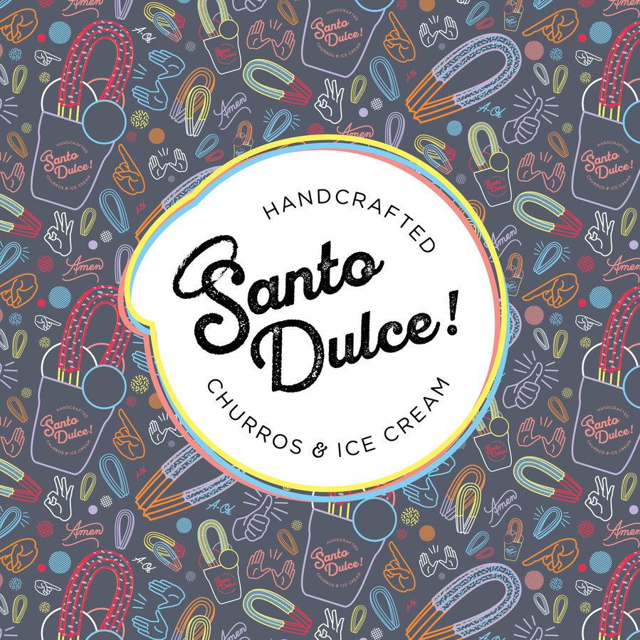 amlgmatd, santo dulce, graphic design, logo design, logo, logotype, branding, brand identity, illustration, churros, ice cream, churros & ice cream, food truck, food truck design, wrap design