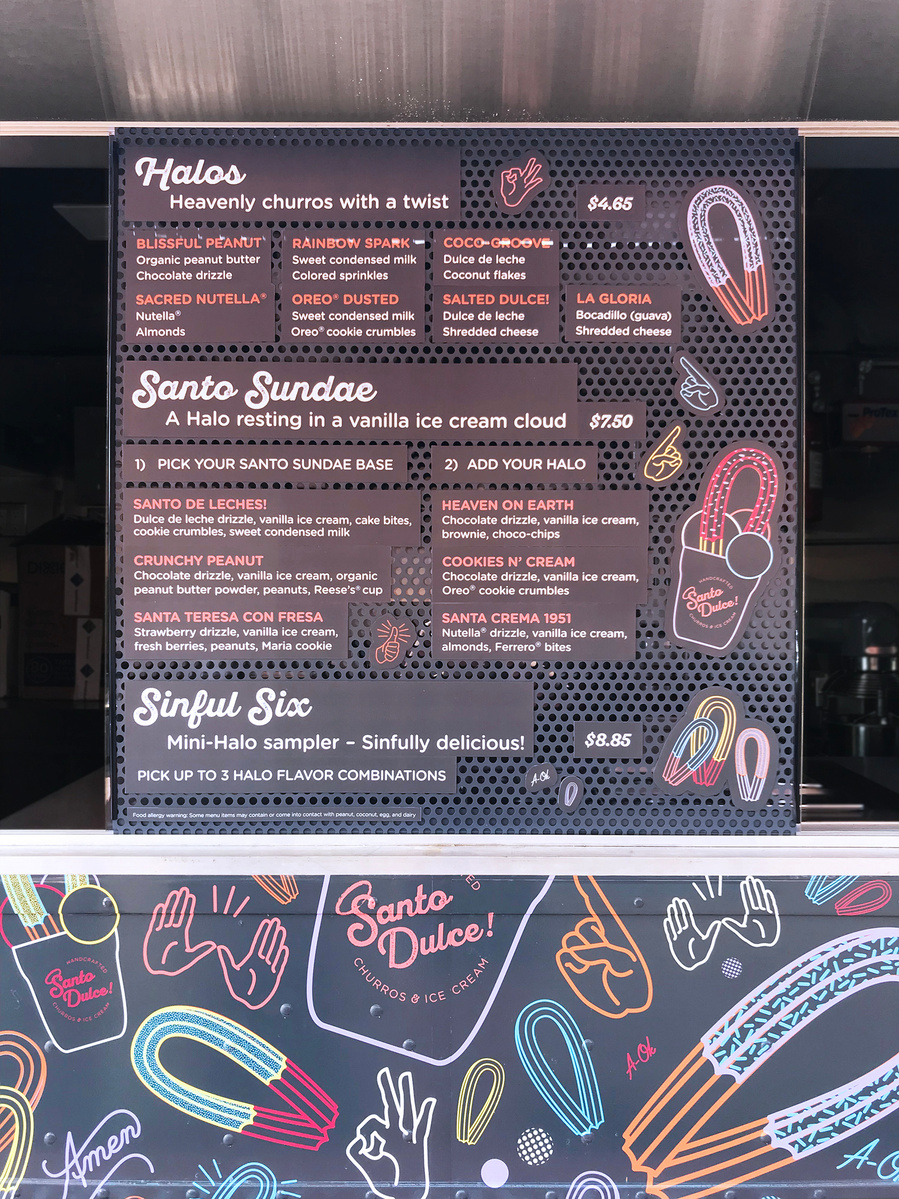 amlgmatd, santo dulce, graphic design, logo design, logo, logotype, branding, brand identity, illustration, churros, ice cream, churros & ice cream, food truck, food truck design, wrap design