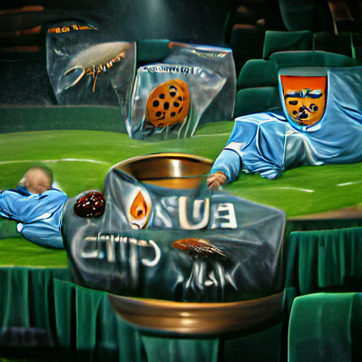 A.I. generated image. Uses text prompt: masters of man city europa league: 2 | predictive odds: 1