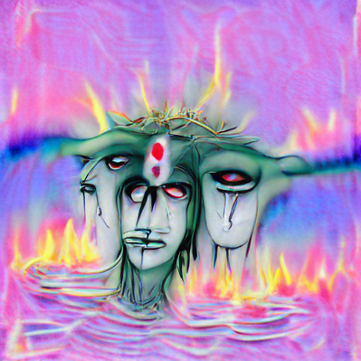 A.I. generated image. Uses text prompt: nirvana through pure hatred and jealousy.