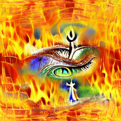 A.I. generated image. Uses text prompt: high spirituality through malice and jealousy.
