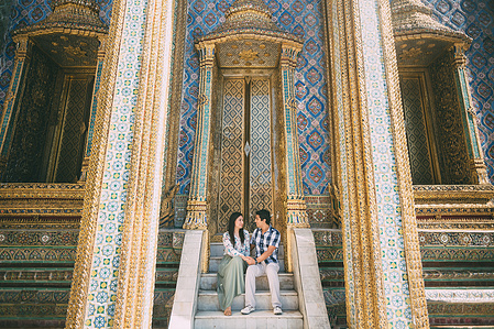 PdMJ14 Thailand Bangkok photographer for traveler at Wat Phra Kaew or Emerald Buddha Temple, Grand Palace