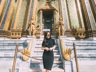 PdMJ14 Thailand Bangkok photographer for traveler at Wat Phra Kaew or Emerald Buddha Temple, Grand Palace