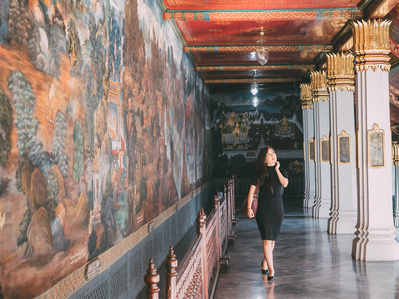 PdMJ14 Thailand Bangkok photographer for traveler at Wat Phra Kaew or Emerald Buddha Temple, Grand Palace