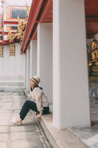 PdMJ14 Thailand Bangkok photographer for traveler at Watpho or Reclining Buddha temple
