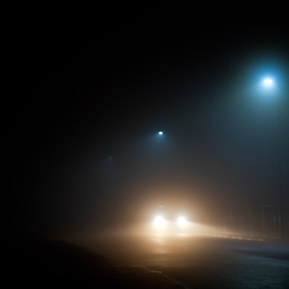 Dark night, fog, car headlights, Sheffield, Sheffield artist, Sheffield photography, Sheffield photographer, contemporary landscape