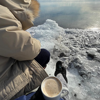 view of the lake while drinking a coffee