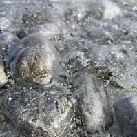 icy rocks close up