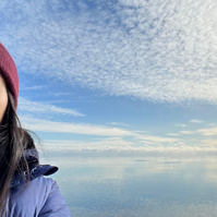 selfie with lake in the background